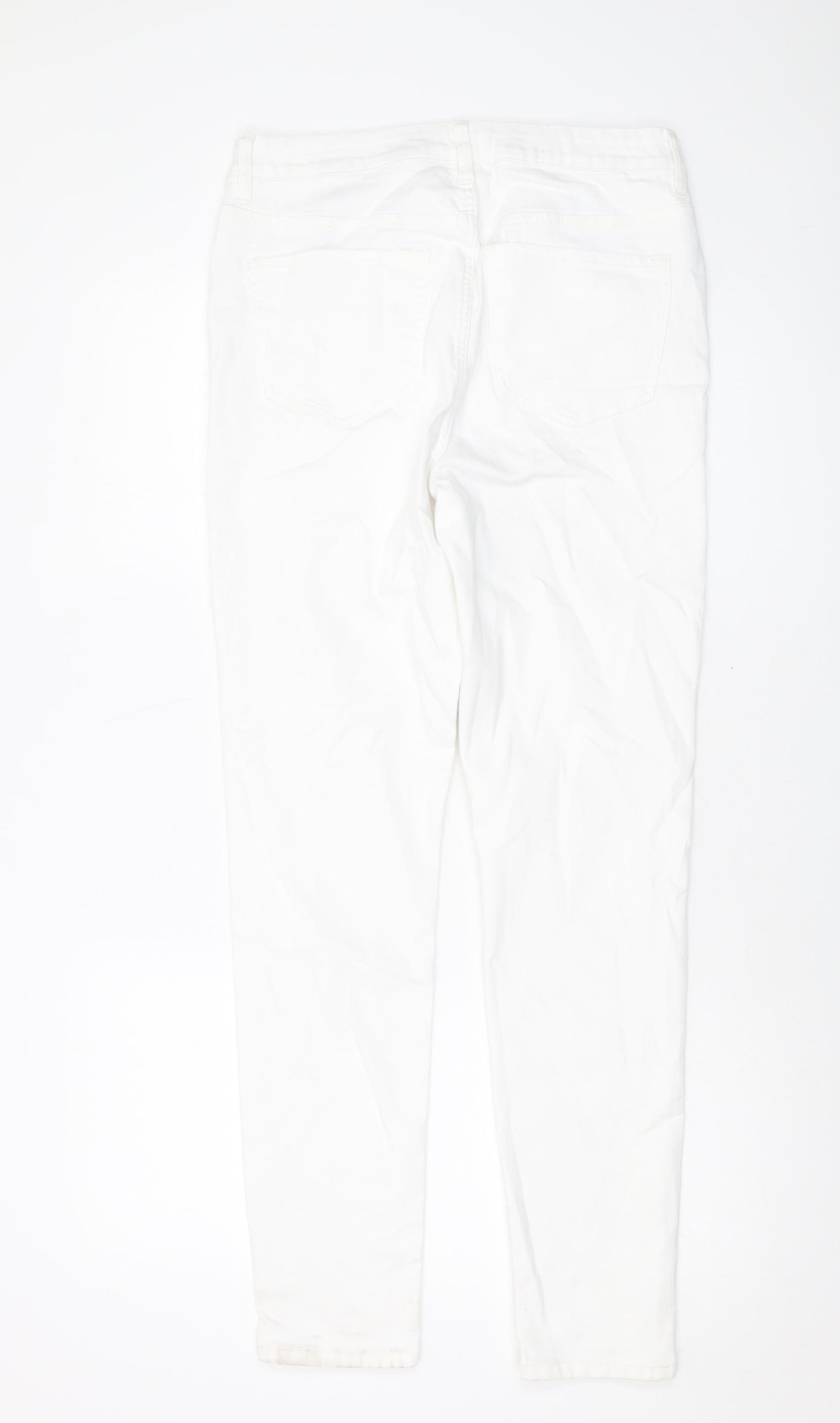 Marks and Spencer Womens White Cotton Skinny Jeans Size 12 L29 in Regular Button