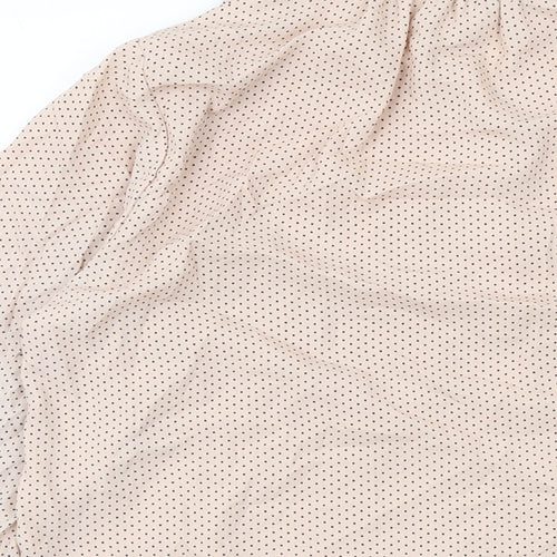 H&M Womens Pink Polka Dot Polyester Basic Blouse Size 8 V-Neck