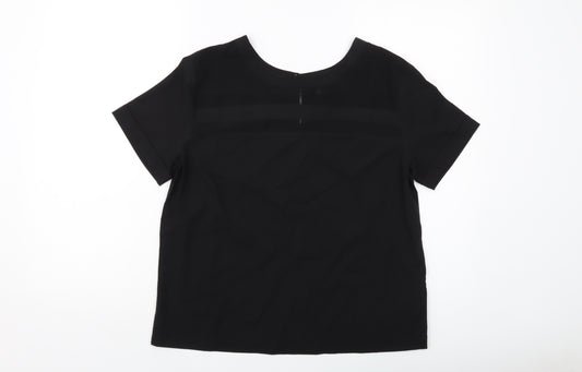 Daniel Hetcher Womens Black Polyester Basic Blouse Size 8 Round Neck