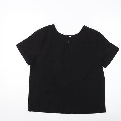 Daniel Hetcher Womens Black Polyester Basic Blouse Size 8 Round Neck