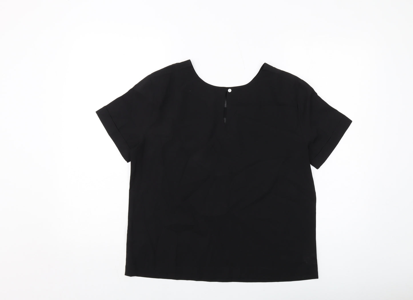 Daniel Hetcher Womens Black Polyester Basic Blouse Size 8 Round Neck