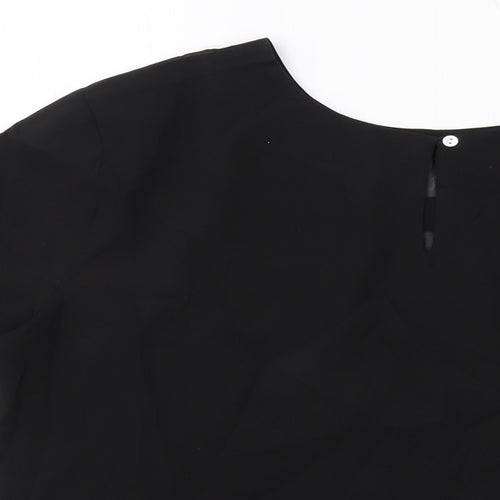 Daniel Hetcher Womens Black Polyester Basic Blouse Size 8 Round Neck