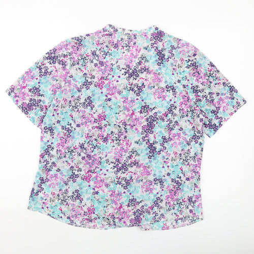 Marks and Spencer Womens Multicoloured Floral Polyester Basic Blouse Size 14 V-Neck