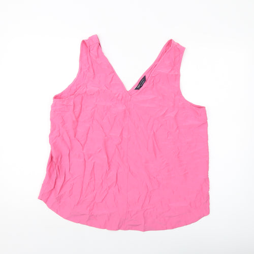 Marks and Spencer Womens Pink Viscose Basic Tank Size 18 V-Neck