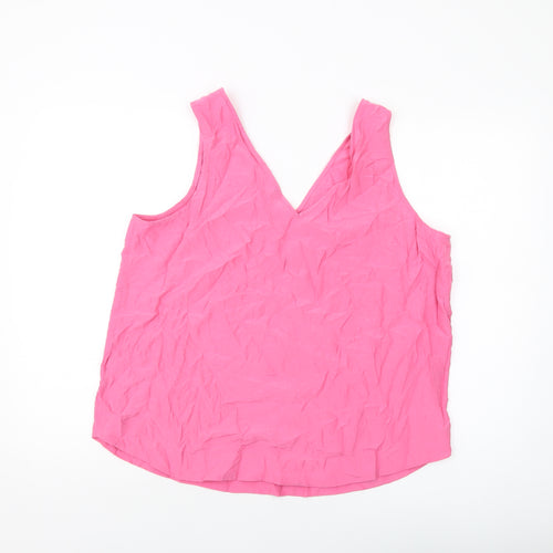 Marks and Spencer Womens Pink Viscose Basic Tank Size 18 V-Neck