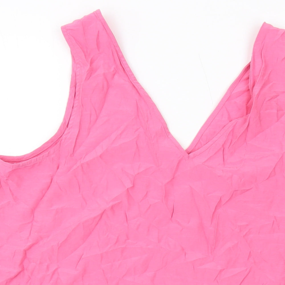 Marks and Spencer Womens Pink Viscose Basic Tank Size 18 V-Neck