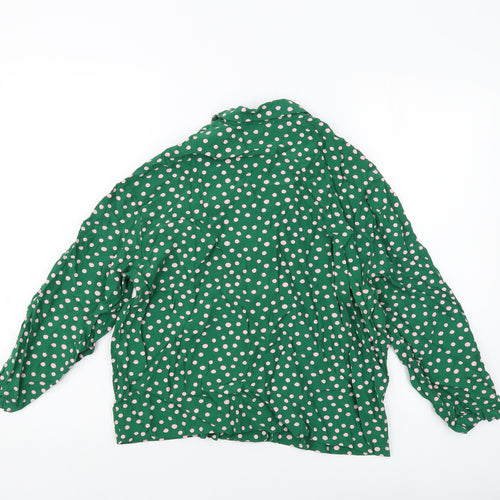 Topshop Womens Green Polka Dot Viscose Basic Blouse Size 10 V-Neck