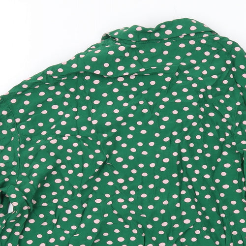 Topshop Womens Green Polka Dot Viscose Basic Blouse Size 10 V-Neck