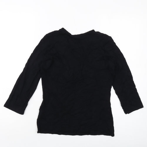 Marks and Spencer Womens Black Viscose Basic Blouse Size 12 V-Neck