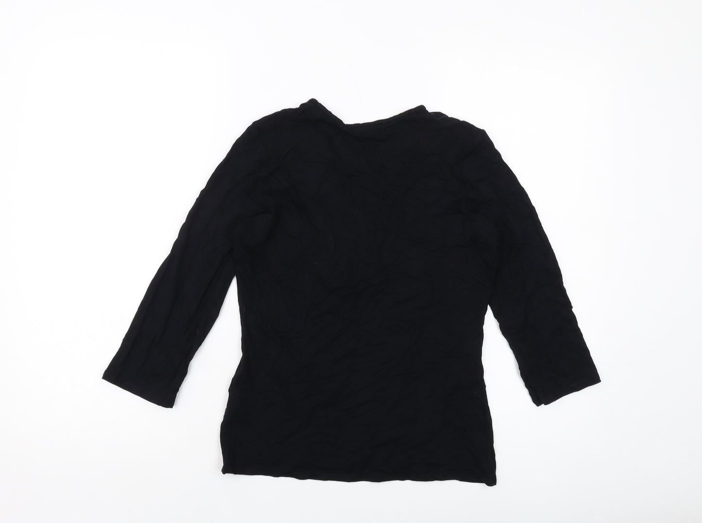 Marks and Spencer Womens Black Viscose Basic Blouse Size 12 V-Neck