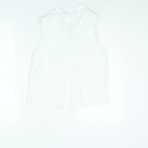 Zara Womens White Linen Camisole Blouse Size S V-Neck - Frill