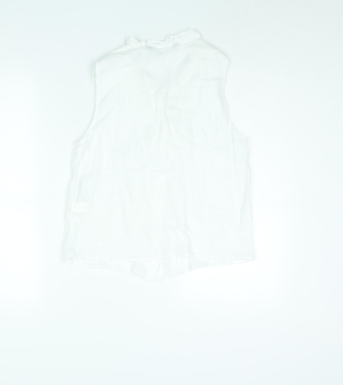 Zara Womens White Linen Camisole Blouse Size S V-Neck - Frill