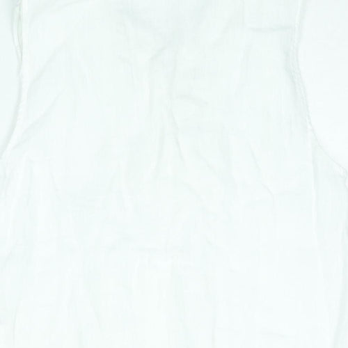 Zara Womens White Linen Camisole Blouse Size S V-Neck - Frill