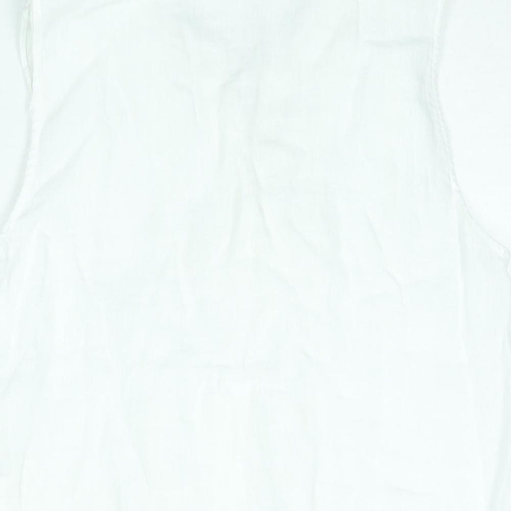 Zara Womens White Linen Camisole Blouse Size S V-Neck - Frill