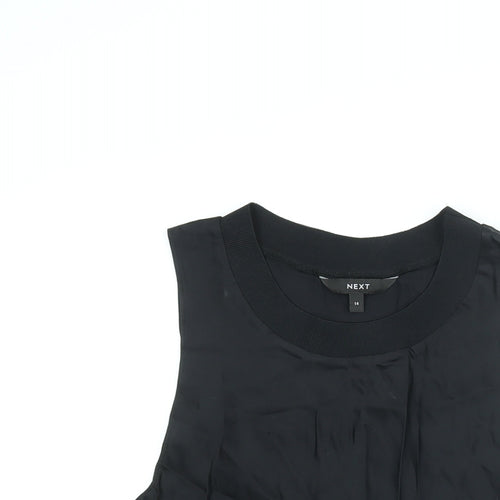 NEXT Womens Black Polyester Camisole Blouse Size 14 Crew Neck