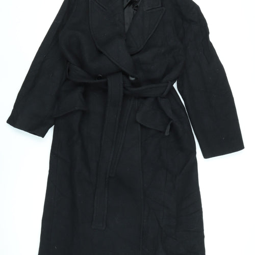 Zara Womens Black Overcoat Coat Size M Button