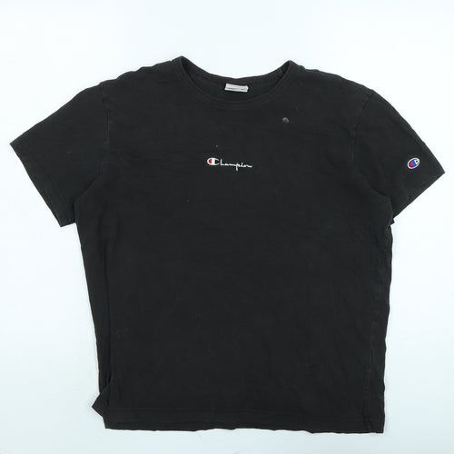 Champion Womens Black Cotton Basic T-Shirt Size S Crew Neck