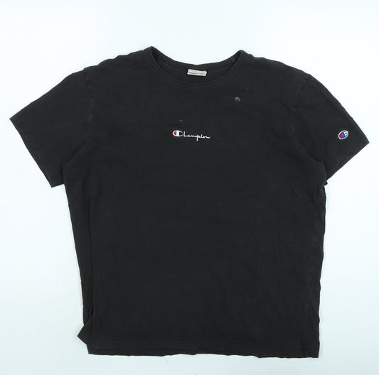 Champion Womens Black Cotton Basic T-Shirt Size S Crew Neck