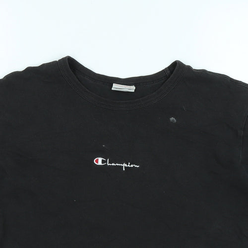 Champion Womens Black Cotton Basic T-Shirt Size S Crew Neck