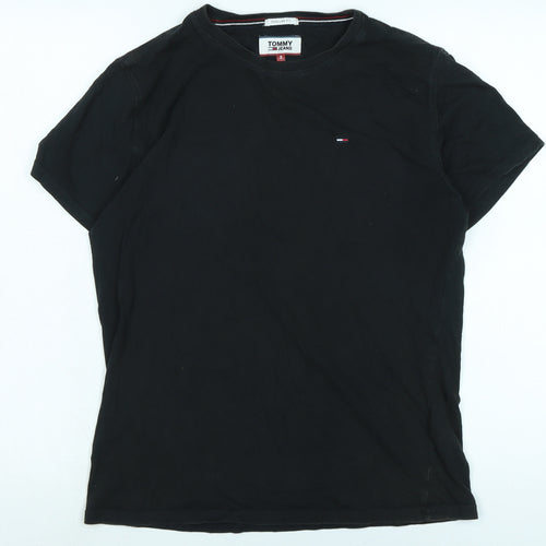 Tommy Jeans Womens Black Cotton Basic T-Shirt Size S Crew Neck