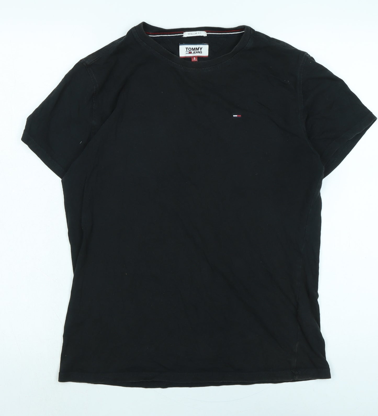 Tommy Jeans Womens Black Cotton Basic T-Shirt Size S Crew Neck