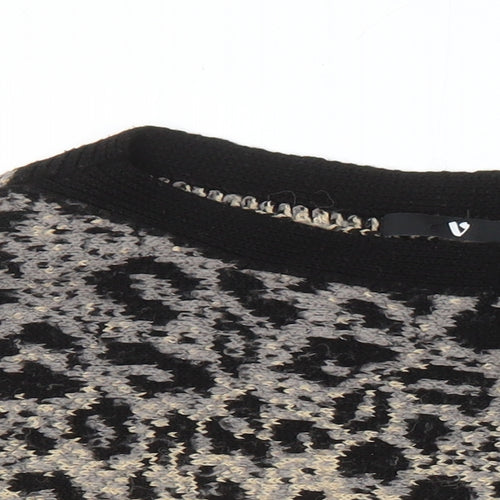 Very Womens Ivory Boat Neck Animal Print Acrylic Pullover Jumper Size 12