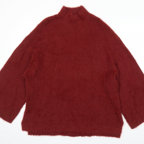 New Look Womens Red Round Neck Mohair Pullover Jumper Size L