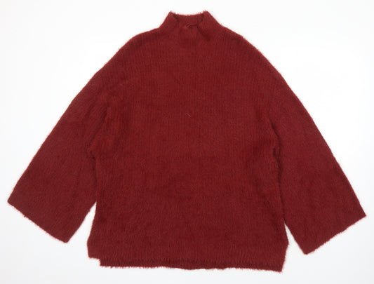 New Look Womens Red Round Neck Mohair Pullover Jumper Size L