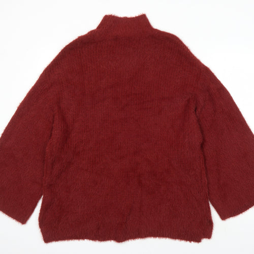 New Look Womens Red Round Neck Mohair Pullover Jumper Size L