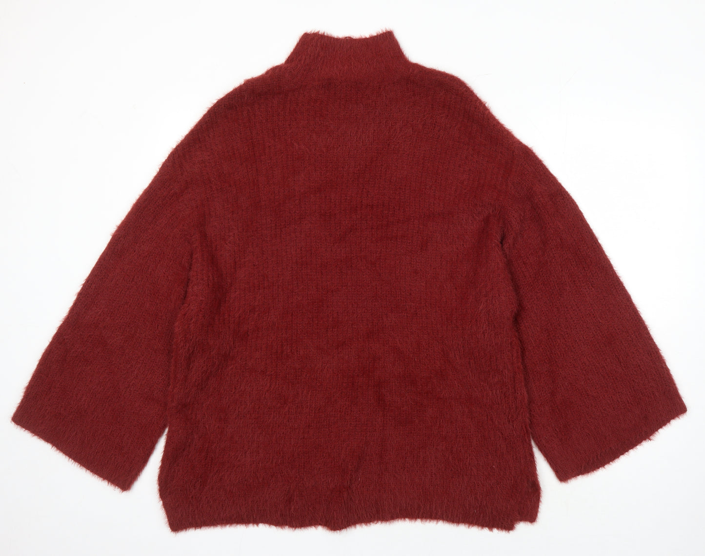 New Look Womens Red Round Neck Mohair Pullover Jumper Size L