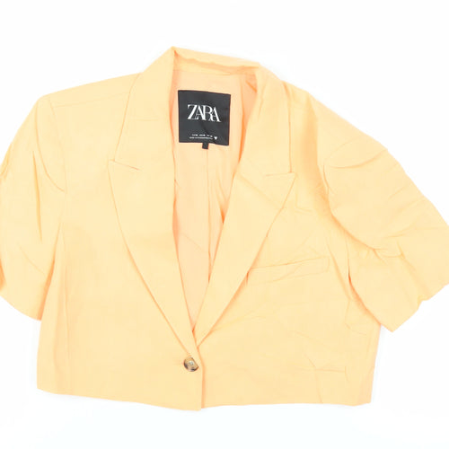 Zara Womens Orange Jacket Blazer Size M Button