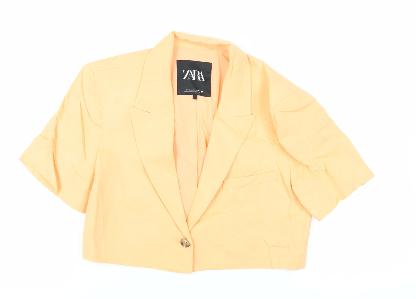 Zara Womens Orange Jacket Blazer Size M Button