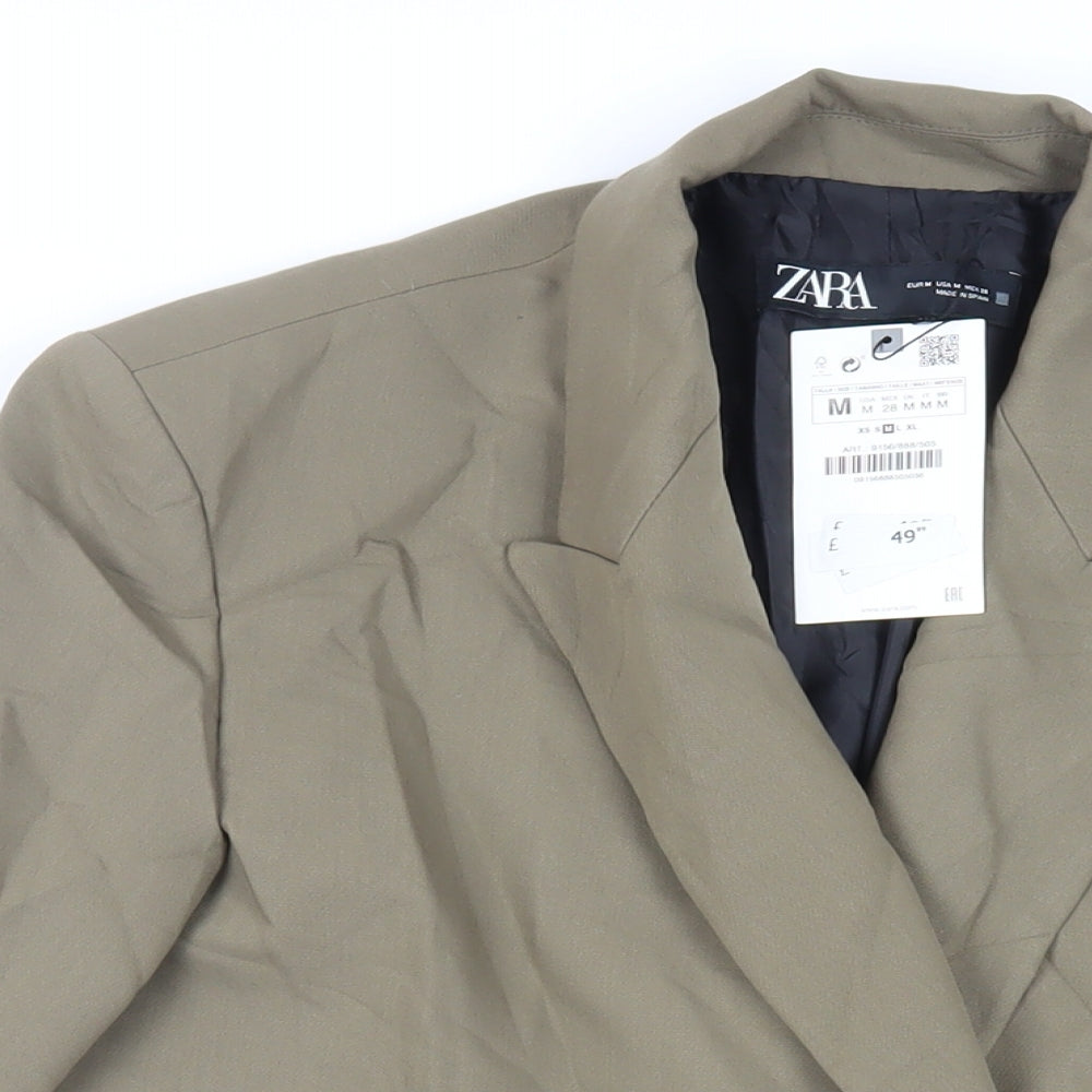 Zara Womens Green Jacket Blazer Size M Button