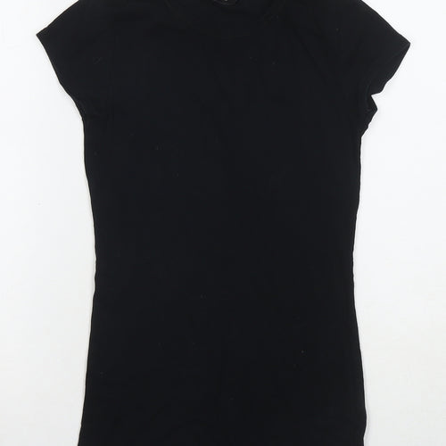 Dorothy Perkins Womens Black Cotton Basic T-Shirt Size 10 Round Neck