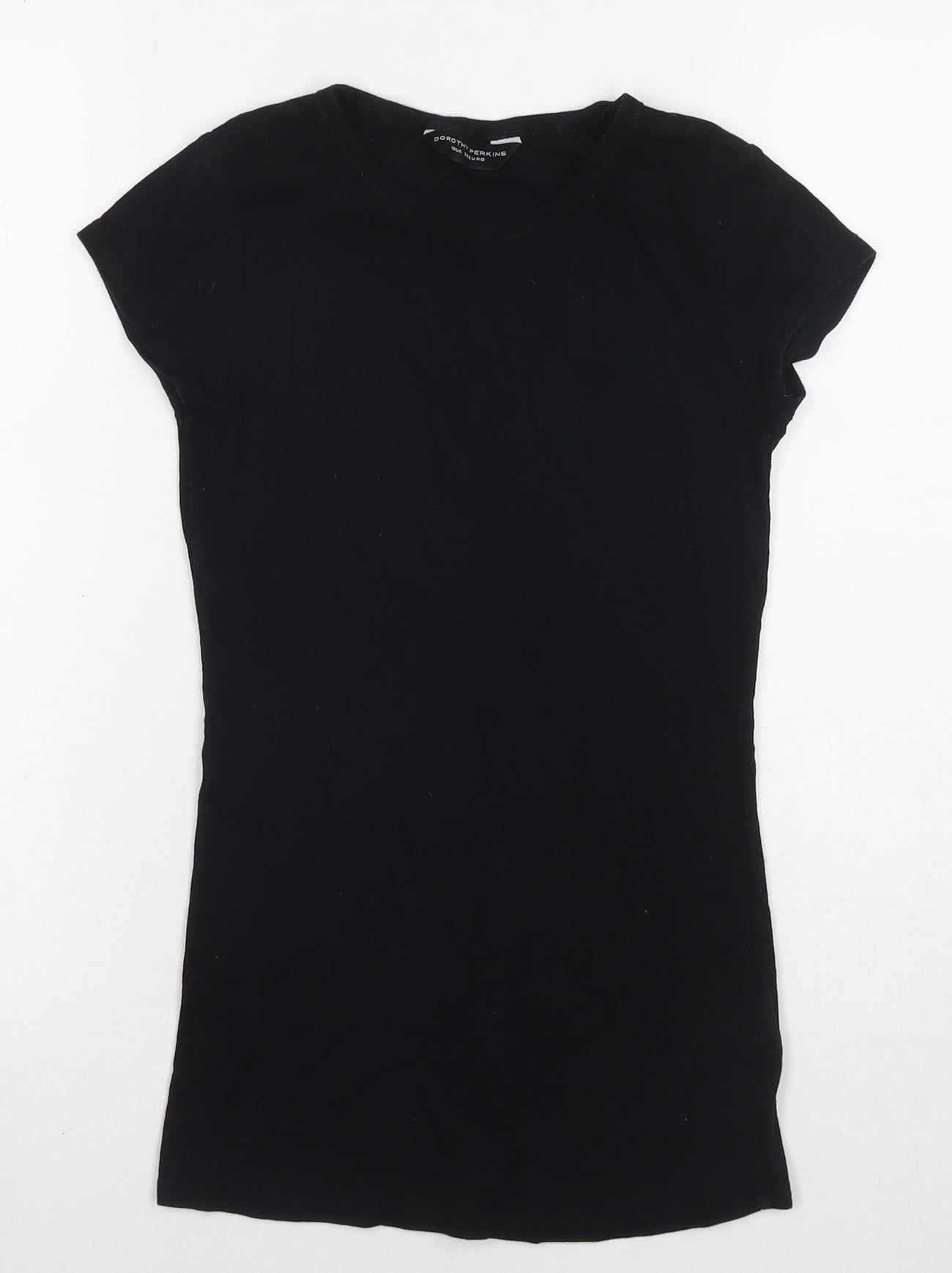 Dorothy Perkins Womens Black Cotton Basic T-Shirt Size 10 Round Neck