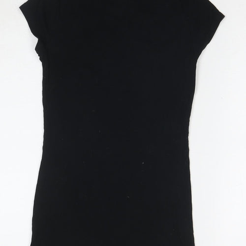 Dorothy Perkins Womens Black Cotton Basic T-Shirt Size 10 Round Neck