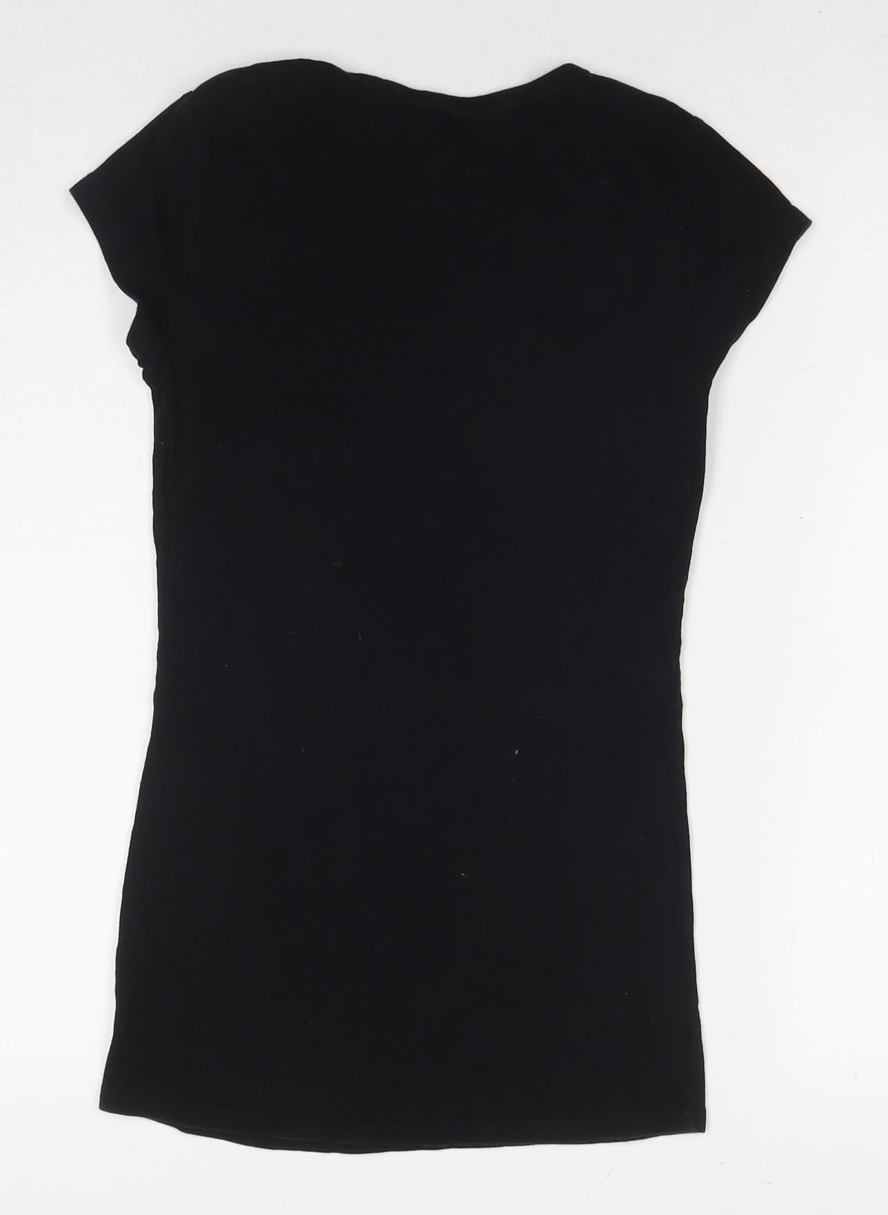 Dorothy Perkins Womens Black Cotton Basic T-Shirt Size 10 Round Neck