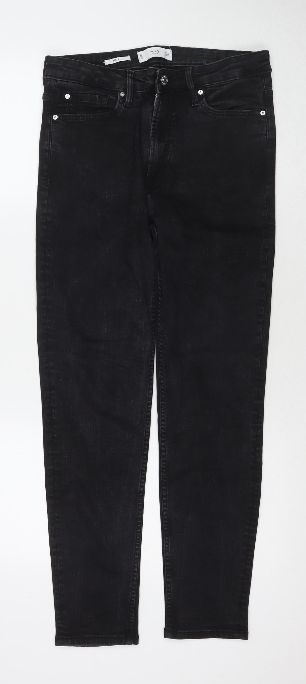 Mango Womens Black Cotton Skinny Jeans Size 12 L28 in Regular Zip