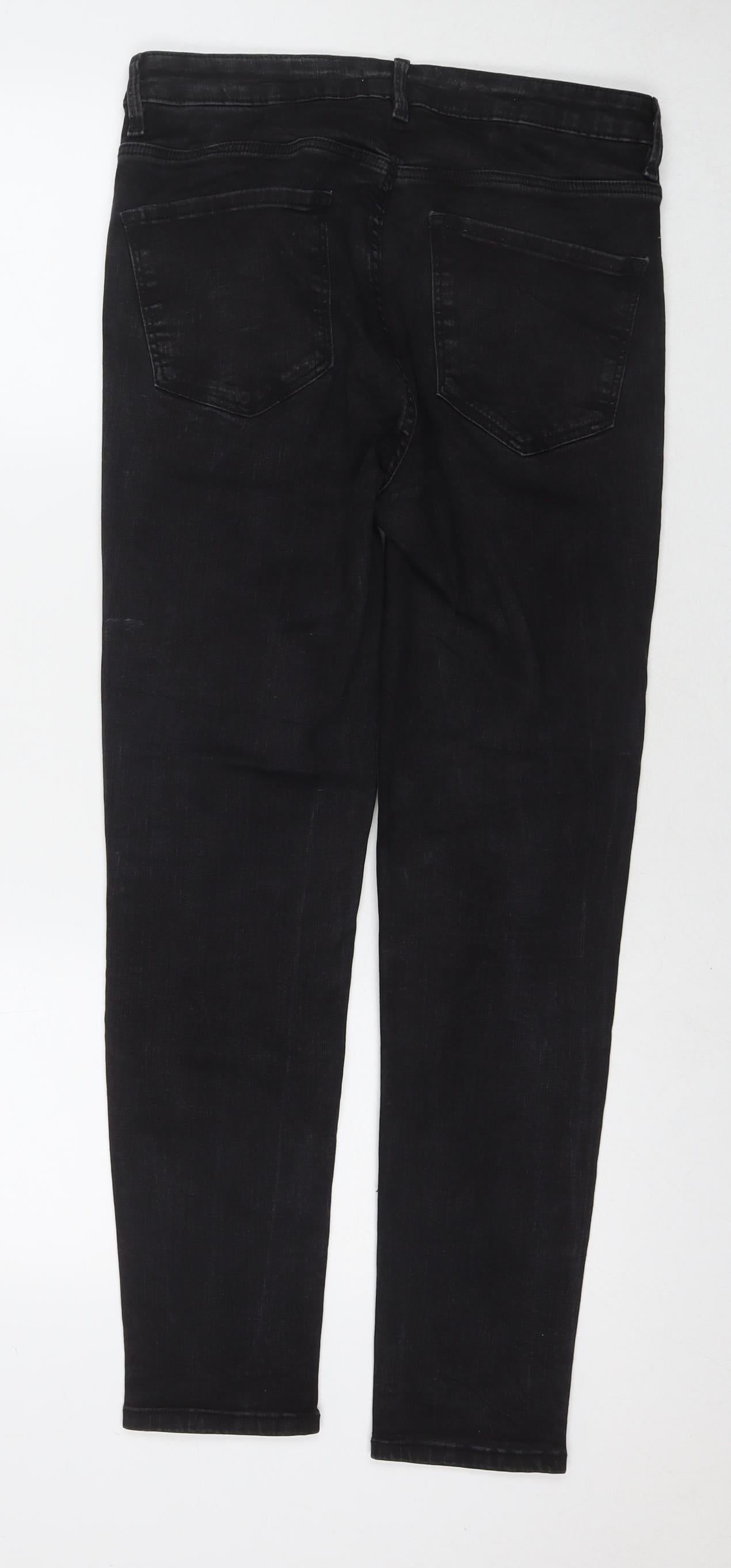 Mango Womens Black Cotton Skinny Jeans Size 12 L28 in Regular Zip