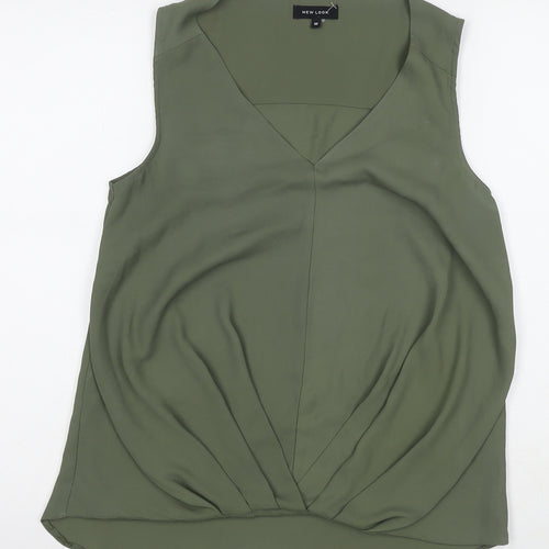 New Look Womens Green Polyester Basic Tank Size 10 Round Neck