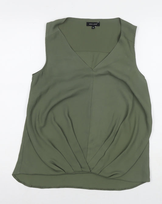 New Look Womens Green Polyester Basic Tank Size 10 Round Neck