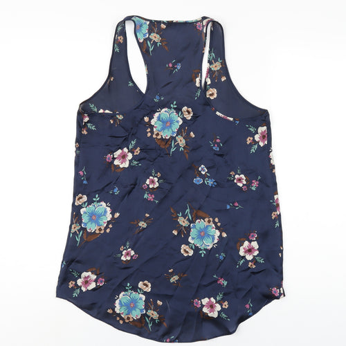 River Island Womens Blue Floral Polyester Basic Tank Size 10 Scoop Neck