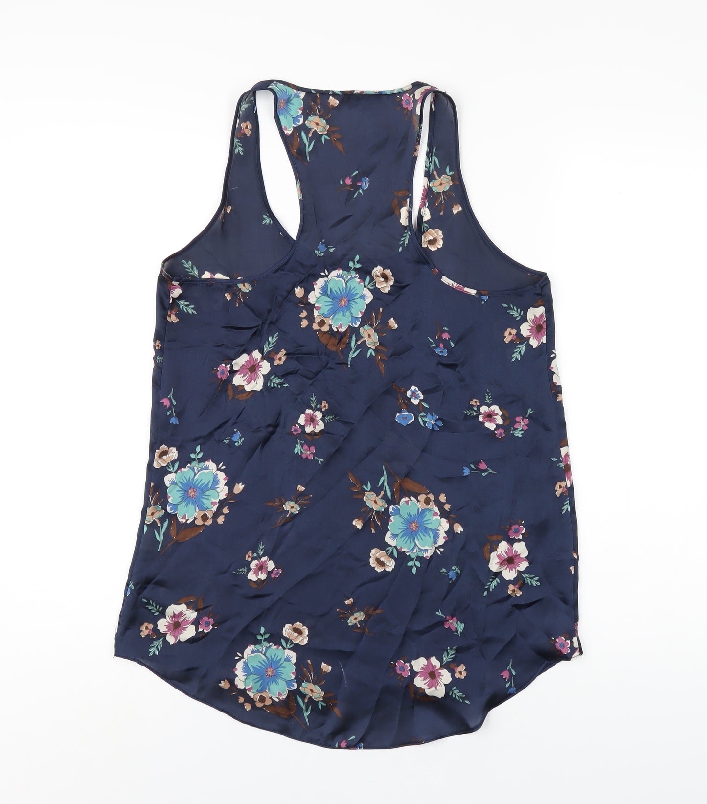 River Island Womens Blue Floral Polyester Basic Tank Size 10 Scoop Neck