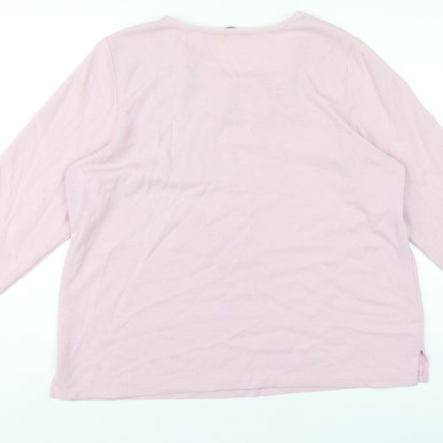 Bonmarché Womens Pink Polyester Basic T-Shirt Size L Square Neck