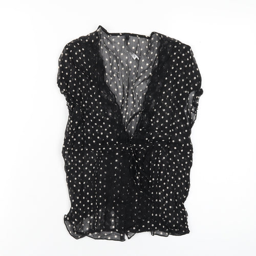 River Island Womens Black Polka Dot Polyester Basic Blouse Size 12 V-Neck