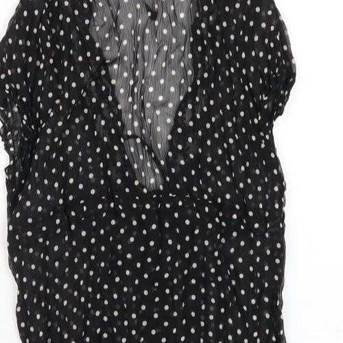 River Island Womens Black Polka Dot Polyester Basic Blouse Size 12 V-Neck