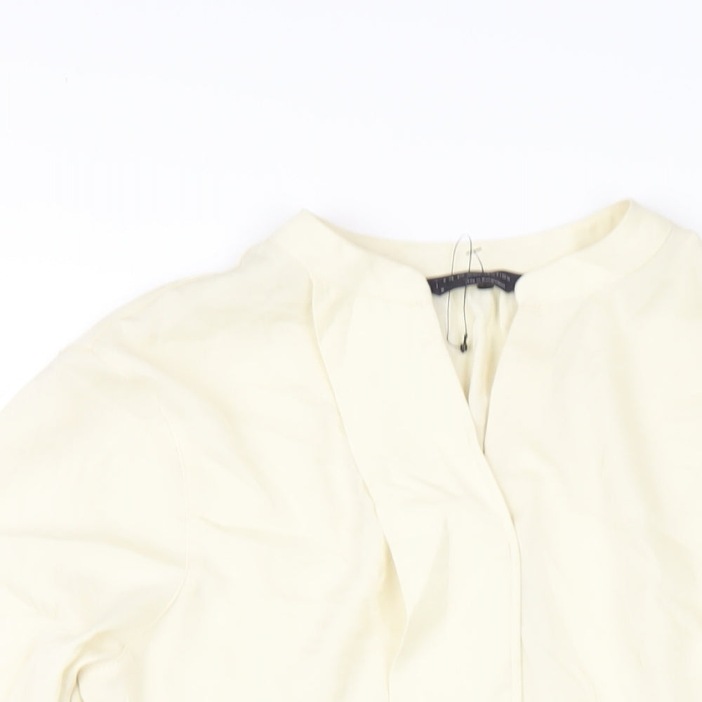 Marks and Spencer Womens Ivory Polyester Basic Blouse Size 8 V-Neck