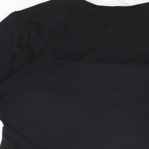 H&M Womens Black Polyester Basic T-Shirt Size L Square Neck