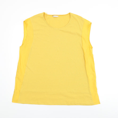 Marks and Spencer Womens Yellow Polyester Basic T-Shirt Size 18 Round Neck