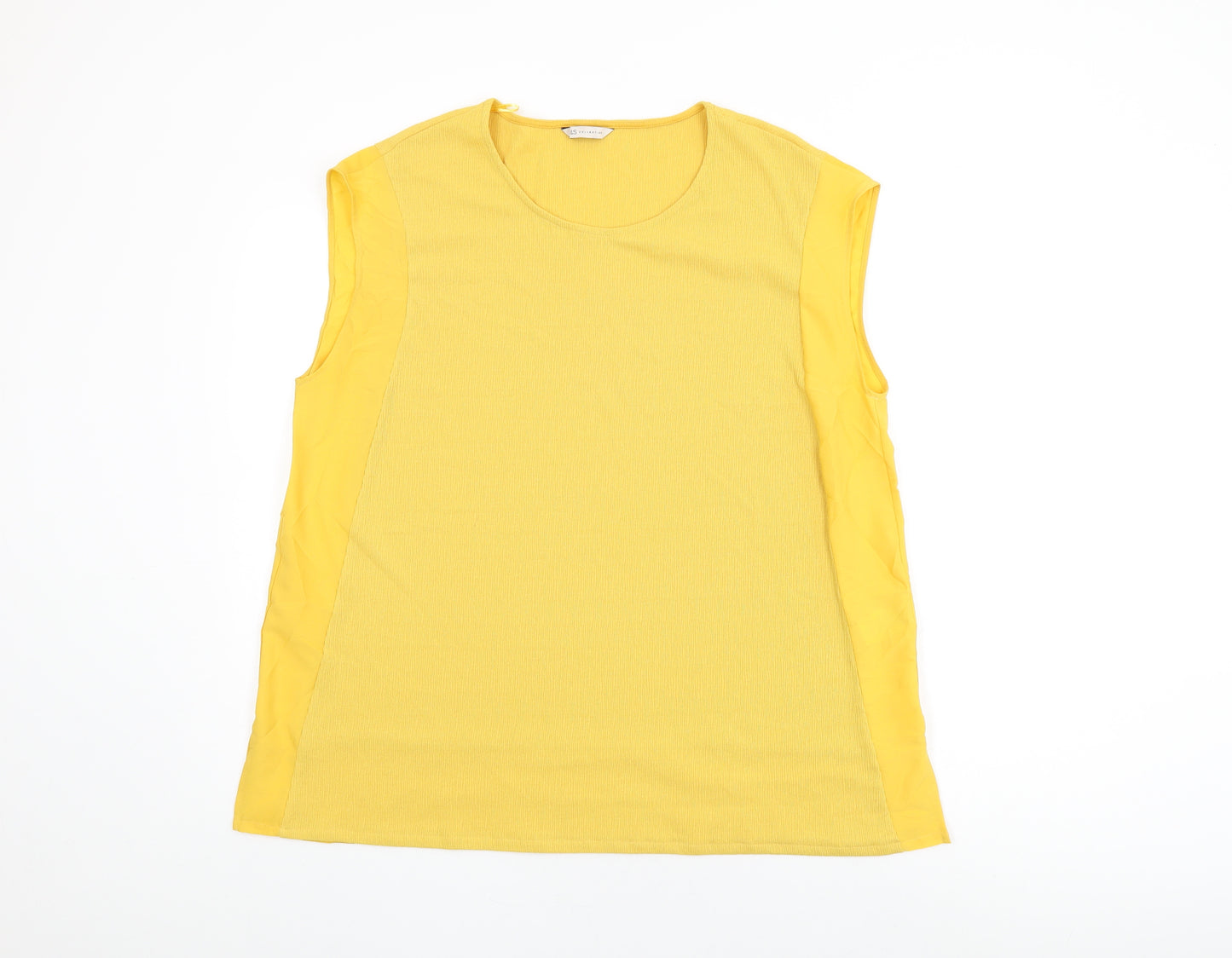 Marks and Spencer Womens Yellow Polyester Basic T-Shirt Size 18 Round Neck